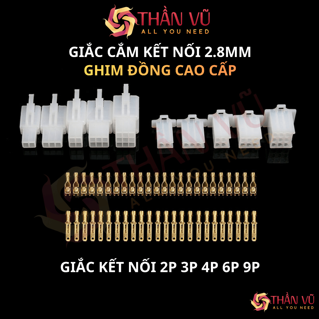 ขั้วต่อลวดทองเหลือง 100% 2.8 มม. 2P 3P 4P 6P 9P สําหรับรถยนต์ รถมอเตอร์ไซด์ ยานพาหนะไฟฟ้า - กว่า Vu