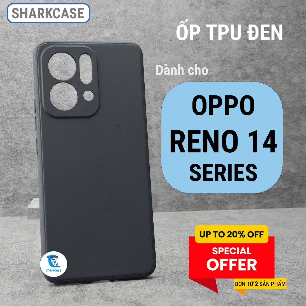 Oppo reno 14, 14f, 14 pro เคส tpu สีดําป้องกันการเปรอะเปื้อนปกป้องกล้องโทรศัพท์เคสฉลาม