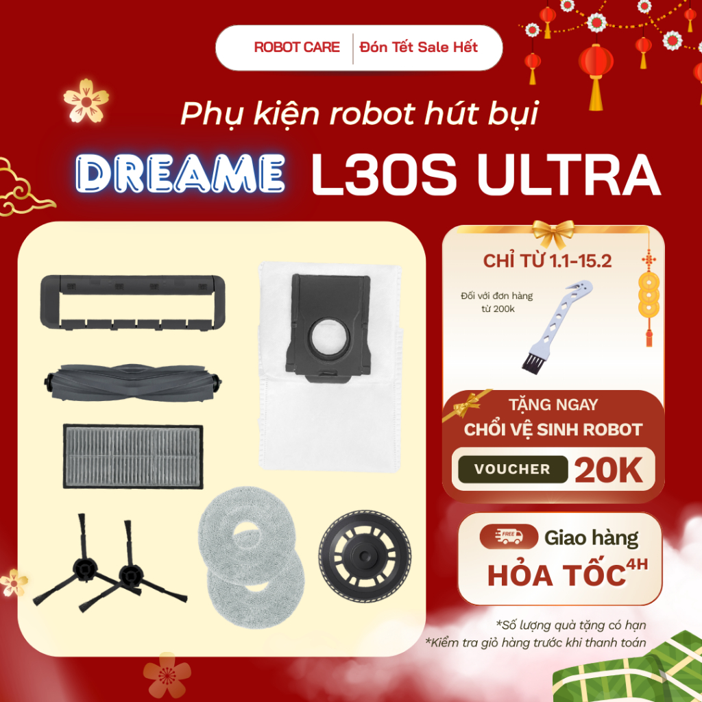 Dreame L30S Ultra Robot Vacuum Cleaner Accessories - อุปกรณ์เสริมคุณภาพสูงสําหรับเครื่องดูดฝุ่นหุ่นย