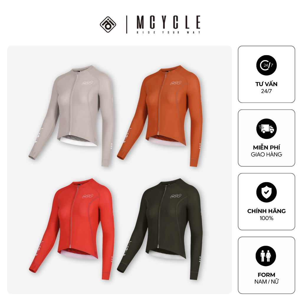 เสื้อปั่นจักรยานแขนยาวผู้หญิง - ผู้ชาย MY356 - ของแท้ Mcycle - ยืดหยุ่น, ระบายอากาศ, กระชับสัดส่วน