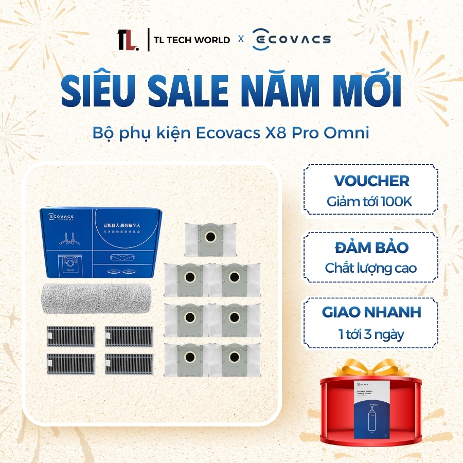 [ฟรีน้ํายาทําความสะอาดพื้น] Ecovacs X8 Pro Omni Accessory Set for Robots - ของแท้ 100% - TL Tech Wor