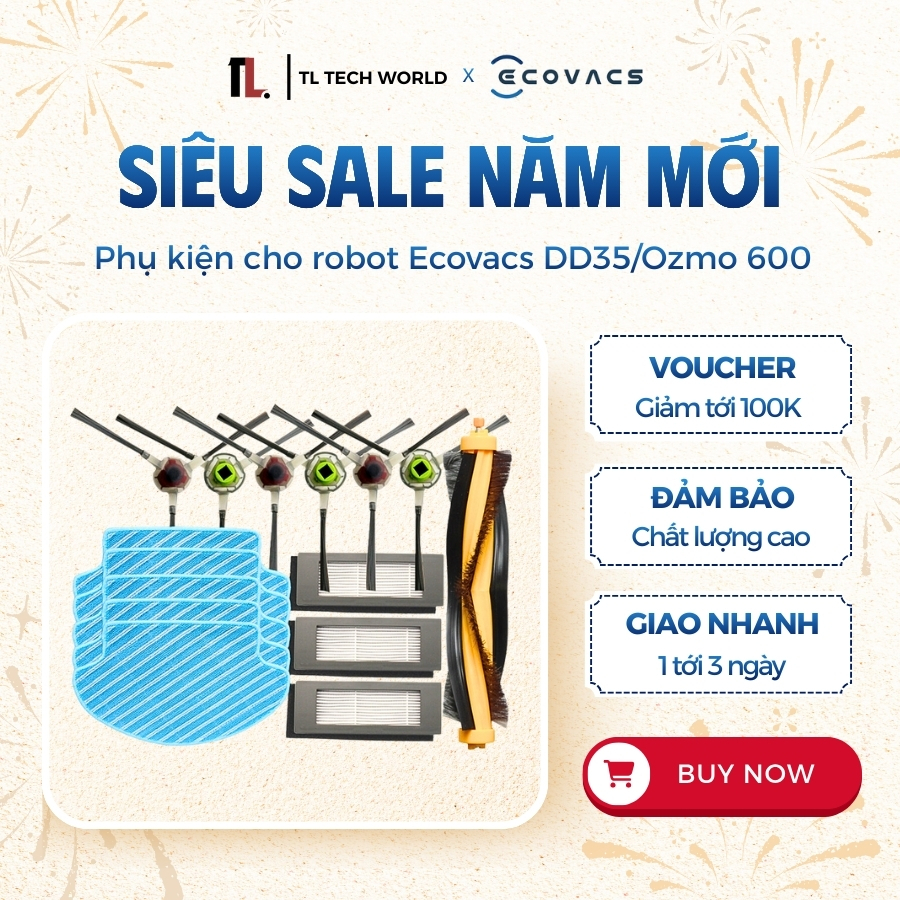 อุปกรณ์เสริม Ecovacs DD35/Deebot 600 สําหรับเครื่องดูดฝุ่นหุ่นยนต์ - รองรับทําความสะอาดที่สมบูรณ์แบบ