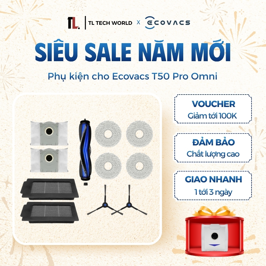 อุปกรณ์เสริม Ecovacs T50 Pro Omni สําหรับเครื่องดูดฝุ่นหุ่นยนต์ - สินค้าคุณภาพสูง 100% - TL Tech Wor
