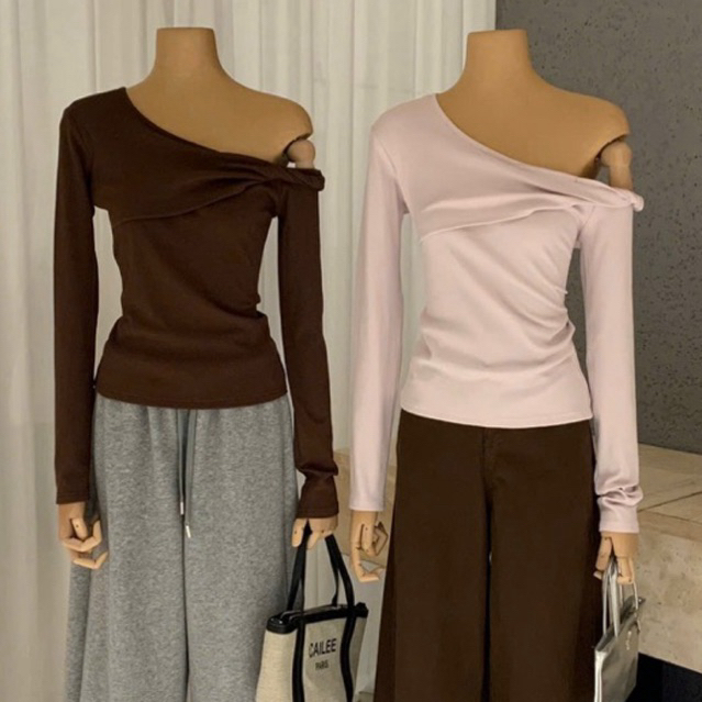 WGWE• เสื้อปาดไหล่บิด 8339 wgwe สินค้า QC ไซส์ SM