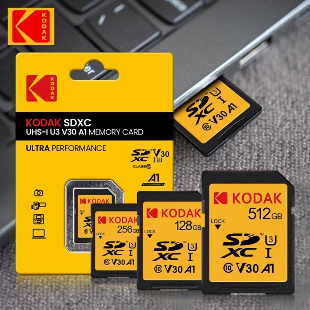 การ์ดหน่วยความจํา Kodak SDXC V30 U3 A1 100/85Mb/s ของแท้
