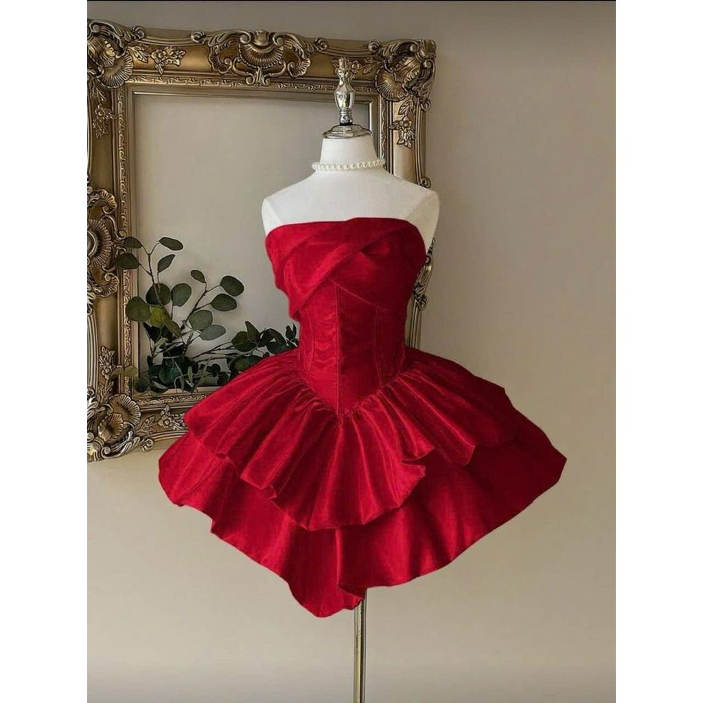 BECHIC Bustier Tafta Dress – ชุดเดรสบานสั้นสําหรับปาร์ตี้ ยิงภาพ ออกไปข้างนอก