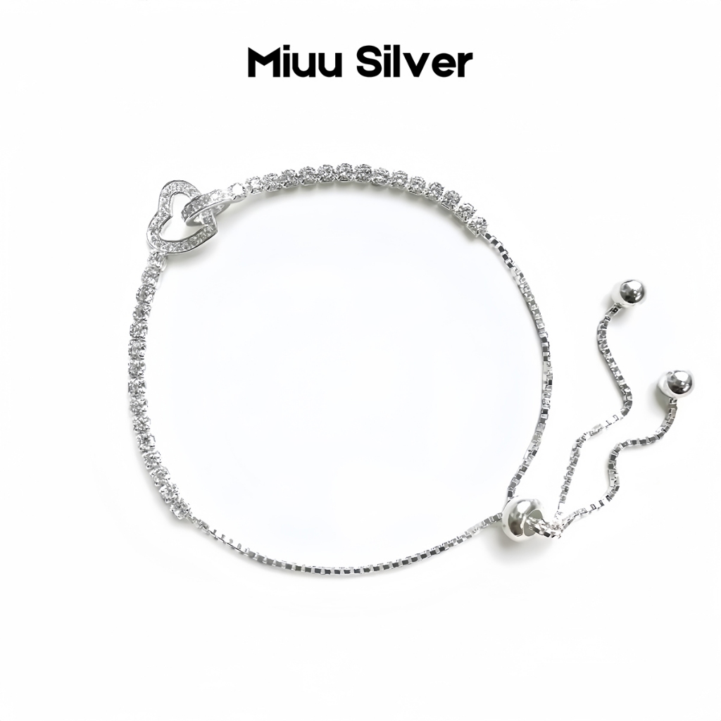 Miuu สร้อยข้อมือเงิน สร้อยข้อมือหัวใจกรง Remini Tiamo สําหรับผู้หญิง