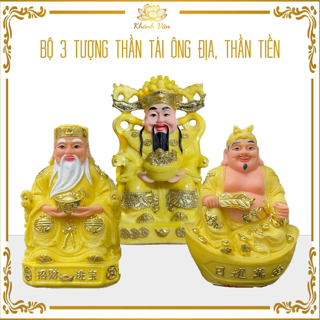 [GOLDEN RABBIT] SET OF 3 STATUES OF THE GOD OF WEALTH, GOD OF MONEY, STONE POWDER