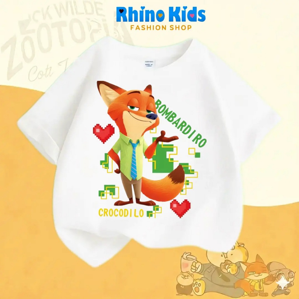AZ104 - RHINO KIDS เสื้อยืดสําหรับเด็กหญิงและเด็กชาย HOT TREND zootopia ผ้าฝ้ายหนาเท่