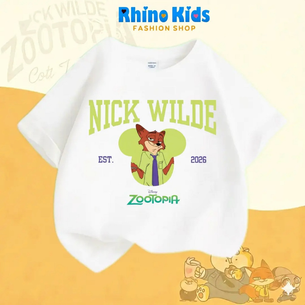 AZ105 - เสื้อยืด RHINO KDS สําหรับเด็กชายและเด็กหญิง ผ้าคอตตอนเนื้อนุ่ม พิมพ์ลาย HOT TREND zootopia 