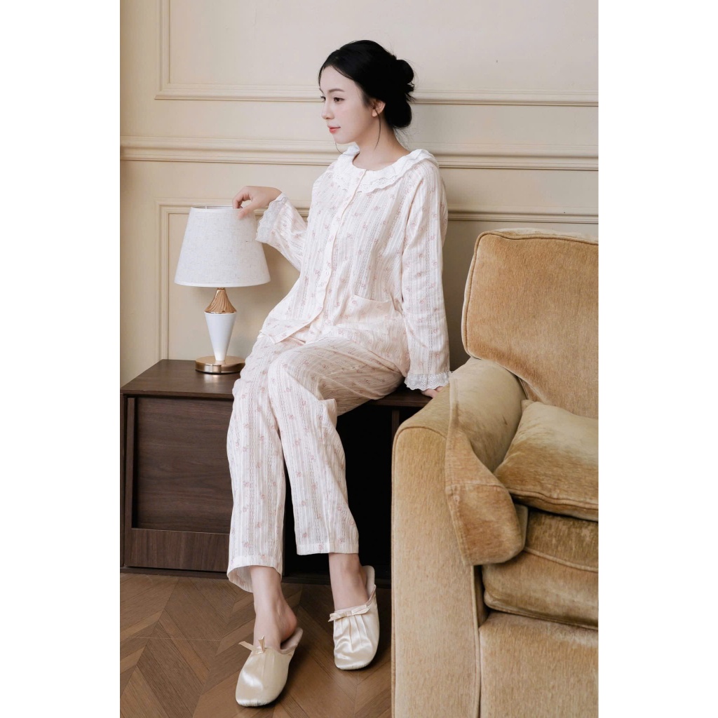 BAE MALI - SP1029 ชุดบ้าน jacquard คอปกลูกไม้