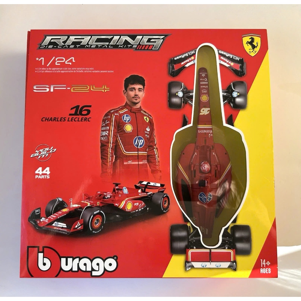 F1 สูตร Ferrari SF-24 โมเดลรถแข่งประกอบ 44 ชิ้น 1:24 สเกล Bburago 18-26856