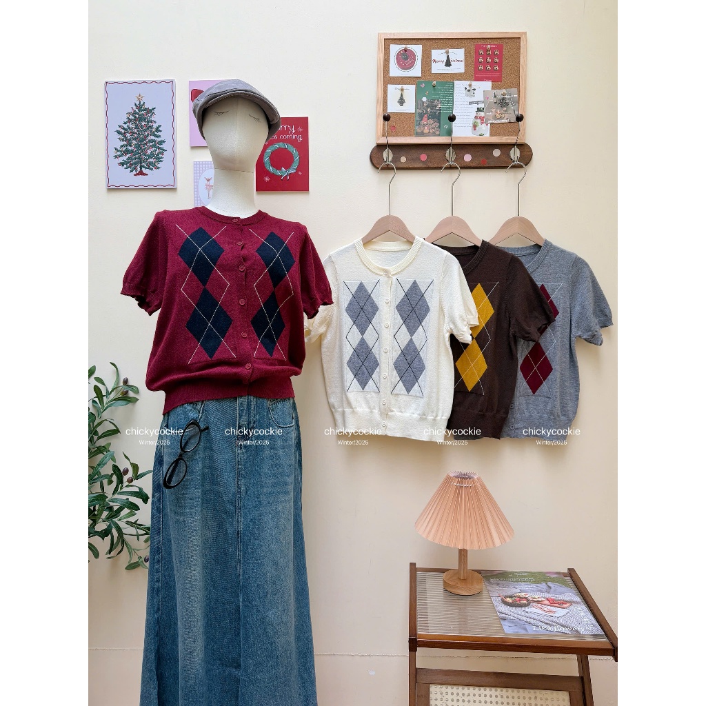 เสื้อสเวตเตอร์แขนสั้นลายเติม - อัล0383