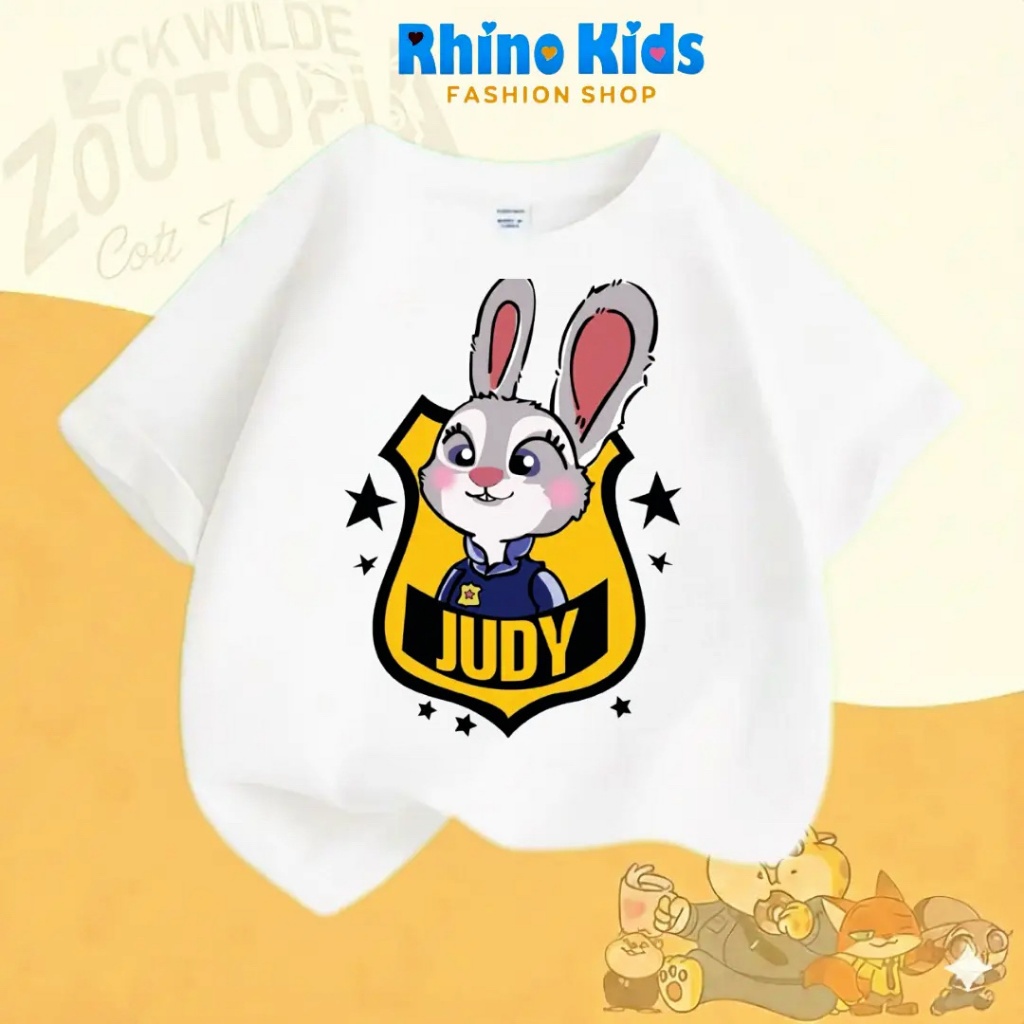 AZ109 - เสื้อยืด RHINO KDS สําหรับเด็กชายและเด็กหญิง ผ้าคอตตอนเนื้อนุ่ม พิมพ์ลาย HOT TREND zootopia 