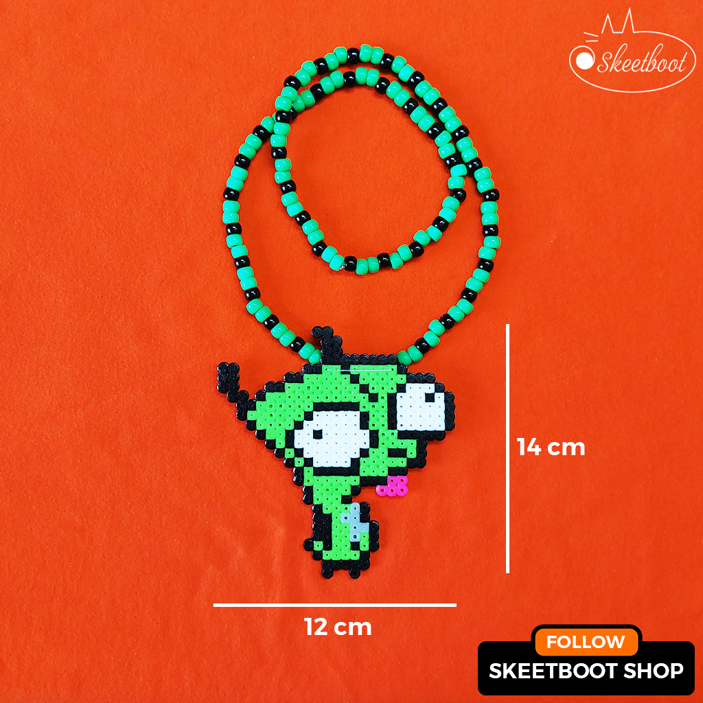 สร้อยคอ Kandi GIR - สร้อยคอ Invader Zim perler - เครื่องประดับ rave edm เทศกาลดนตรีดีเจ