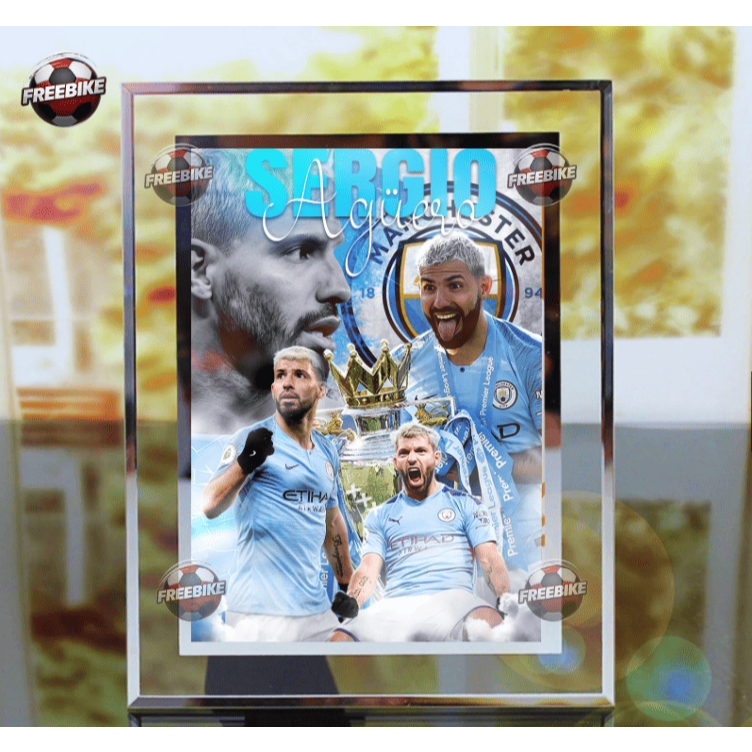 SERGIO AGUERO โปสเตอร์กรอบพร้อมแก้วคริสตัลคุณภาพสูงรุ่น 1
