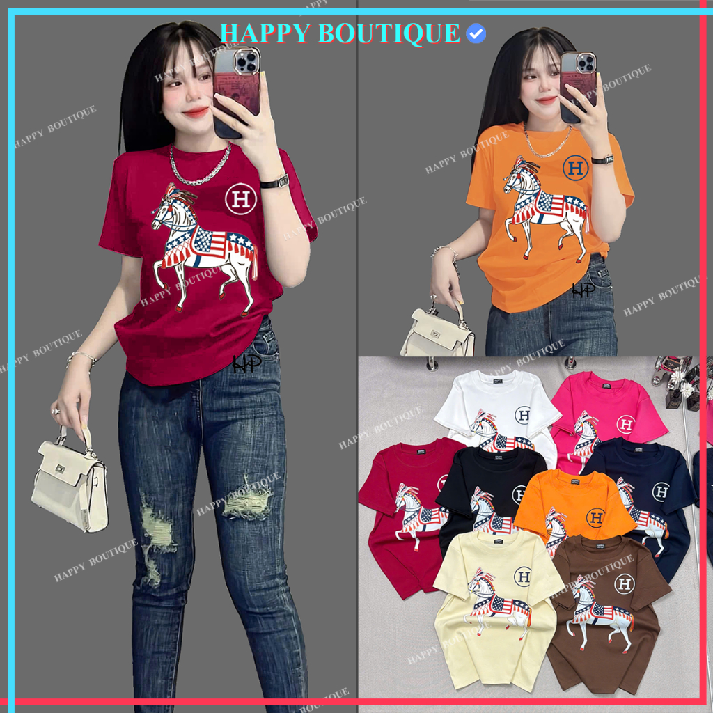 เสื้อยืดผู้หญิงกลาง B999 BORIP Cotton Soft, Cool, 4-Way Stretch [H HORSE]