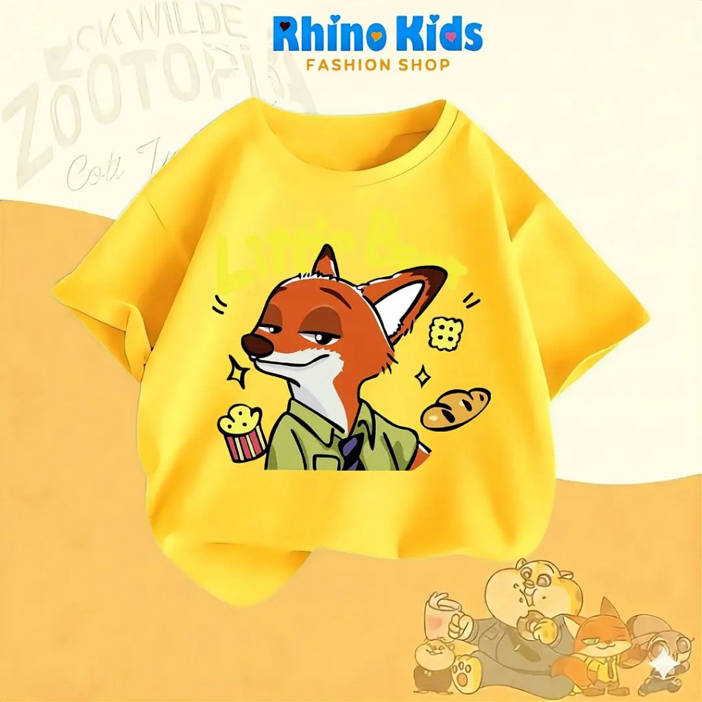 AZ115 - เสื้อยืด RHINO KDS สําหรับเด็กชายและเด็กหญิง ผ้าคอตตอนเนื้อนุ่ม HOT TREND ลายสวนสัตว์