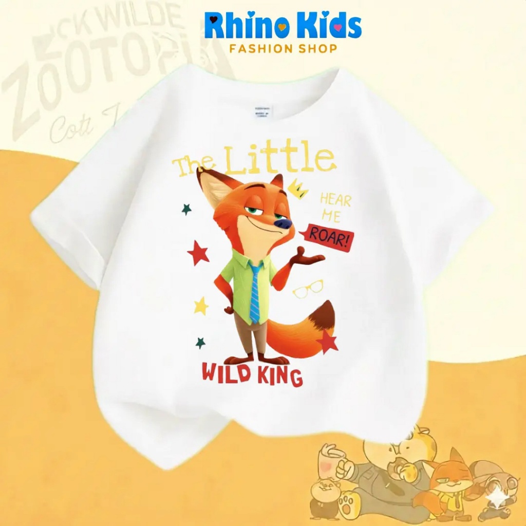 AZ117 - เสื้อยืด RHINO KDS สําหรับเด็กชายและเด็กหญิง ผ้าคอตตอนเนื้อนุ่ม HOT TREND ลายสวนสัตว์