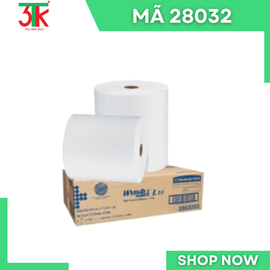 WYPALL L20 DISPOSABLE OIL-ABSORING PAPER (96232) – 2-LAYER CREATION, 100% CELLULAOSE, LARGE ROLL 970