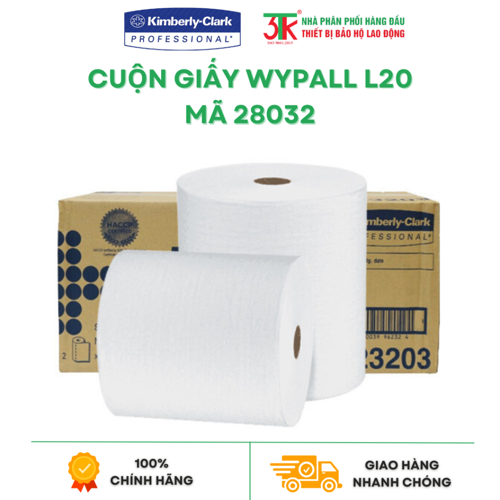 WYPALL L20 DISPOSABLE OIL-ABSORING PAPER (96232) – 2-LAYER CREATION, 100% CELLULAOSE, LARGE ROLL 970