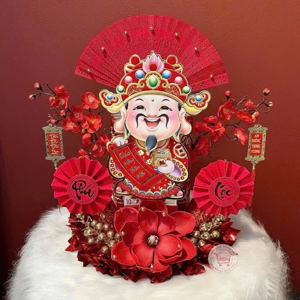 Vip Set Tower Tet อุปกรณ์ตกแต่ง fortune เค้กทาวเวอร์ Tet ตกแต่งเครื่องประดับดอกไม้ God of Wealth Sha