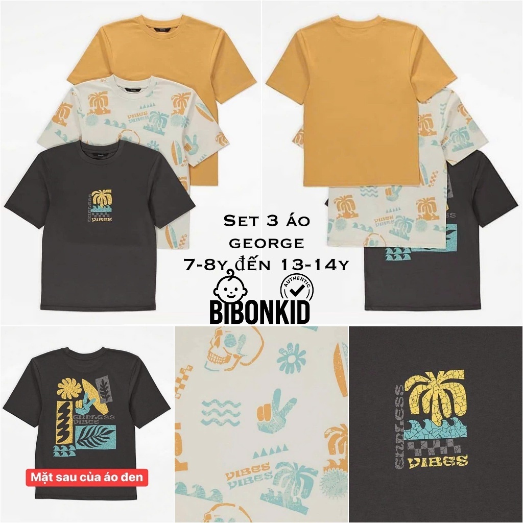 [Bibonkid] เซตเสื้อเด็กโตและพ่อ 3 ตัว ไซส์ 7-8y ถึง 13-14y