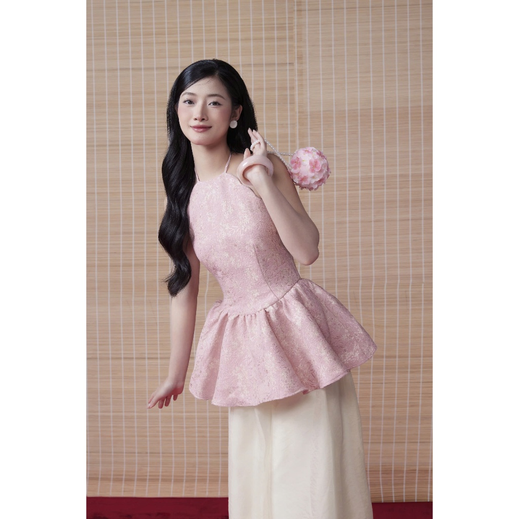 เสื้อเชิ้ตผู้หญิง GOUT DE JUN คอปกหยักและเสื้อเชิ้ตโบรเคดหนาบาน