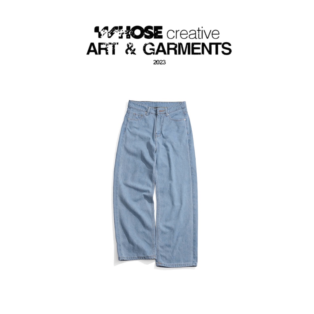 LIGHT BLUE WIDE STRAIGHT JEANS WHOSE - Whes Studio 1684 กางเกงยีนส์ขา STRAIGHT