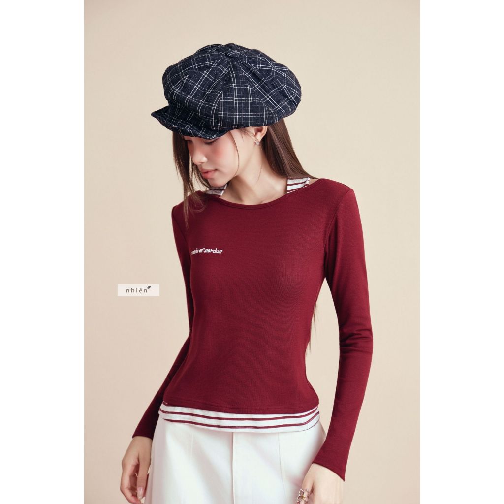 (AVAILABLE) Redvelvet Top - เสื้อยืดแขนยาวสีแดง nhien.official NAT00014