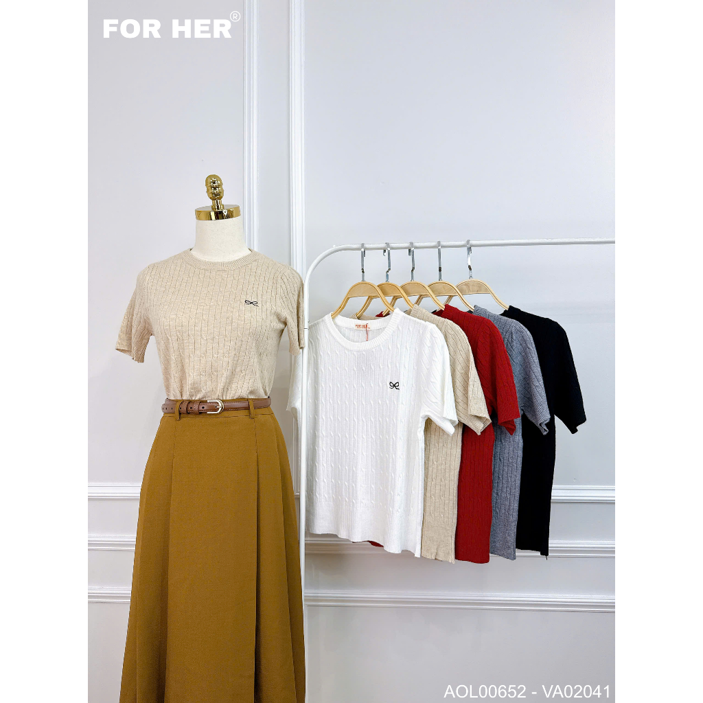 FORHER เสื้อสเวตเตอร์ปักลายโบว์ - AOL00651 AOL00652 AOL00653 AOL00654 AOL00655