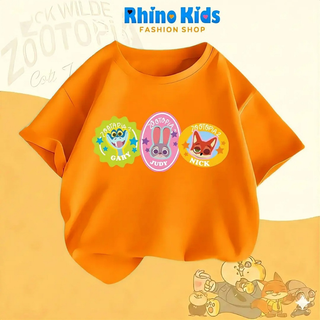 AZ119 - เสื้อยืด RHINO KDS สําหรับเด็กชายและเด็กหญิง ผ้าคอตตอนเนื้อนุ่ม พิมพ์ลาย HOT TREND zootopia 