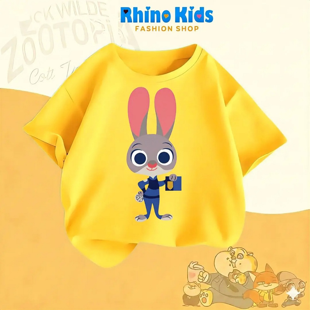AZ122 - เสื้อยืด RHINO KDS สําหรับเด็กชายและเด็กหญิง ผ้าคอตตอนเนื้อนุ่ม พิมพ์ลาย HOT TREND zootopia 
