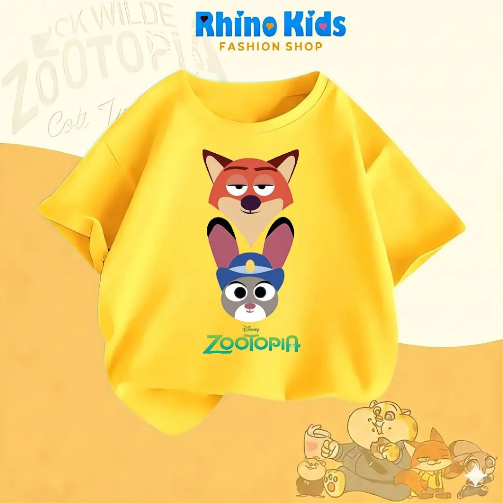 AZ126 - เสื้อยืด RHINO KDS สําหรับเด็กชายและเด็กหญิง ผ้าคอตตอนเนื้อนุ่ม HOT TREND ลายสวนสัตว์