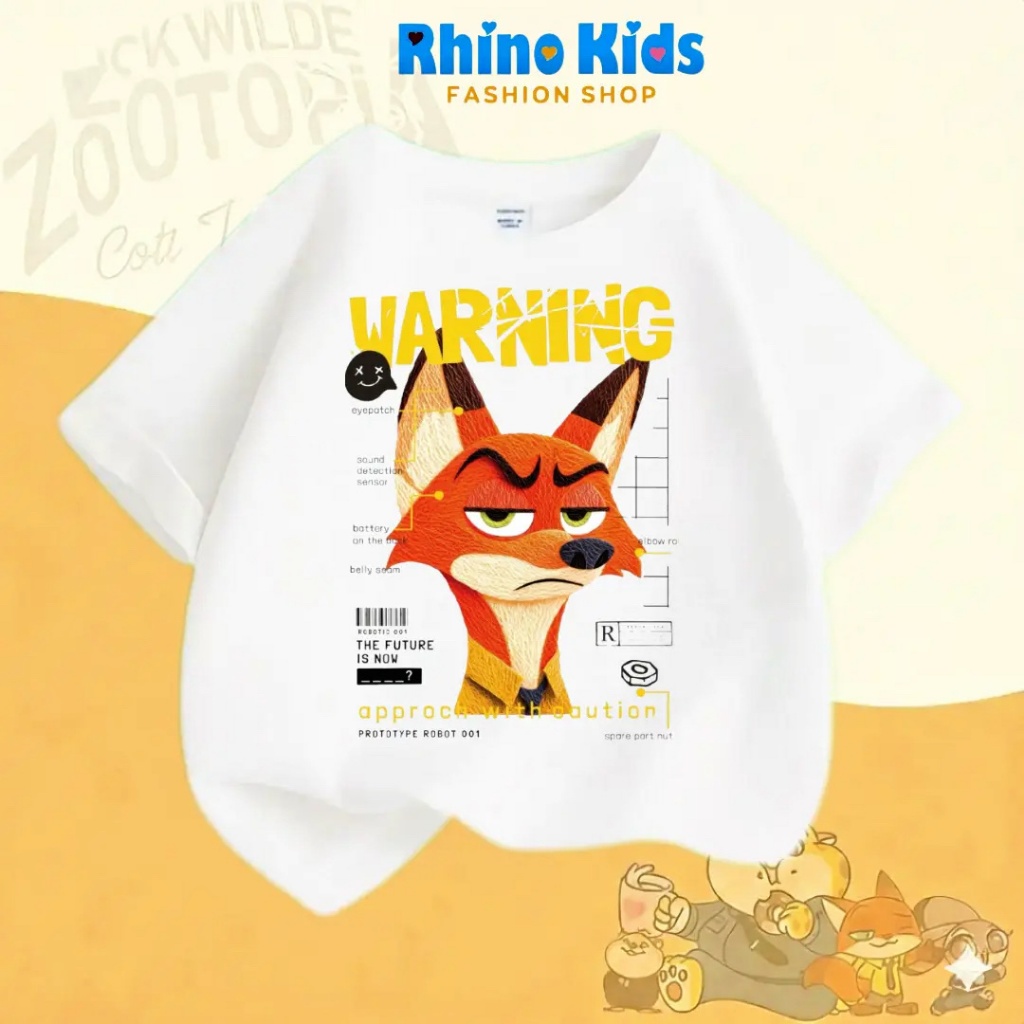 AZ128 - เสื้อยืด RHINO KDS สําหรับเด็กชายและเด็กหญิง ผ้าคอตตอนเนื้อนุ่ม HOT TREND ลายสวนสัตว์