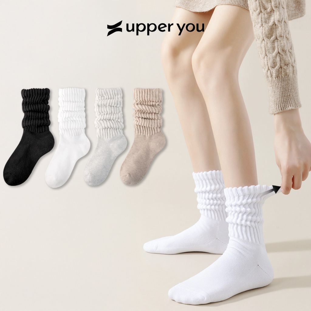 UPPER YOU ฤดูใบไม้ร่วงฤดูหนาวผู้หญิงถุงเท้าคอปกบางหนาและสะดวกสบายพร้อมชุดหลายสไตล์ - SWF501/SWF502