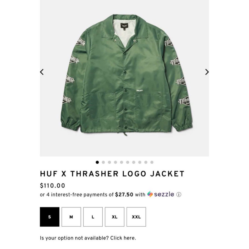 [EXTREMELY FIRE] HUF x Thrasher Coach Jacket - Skater 2 ชั้นร่มชูชีพ