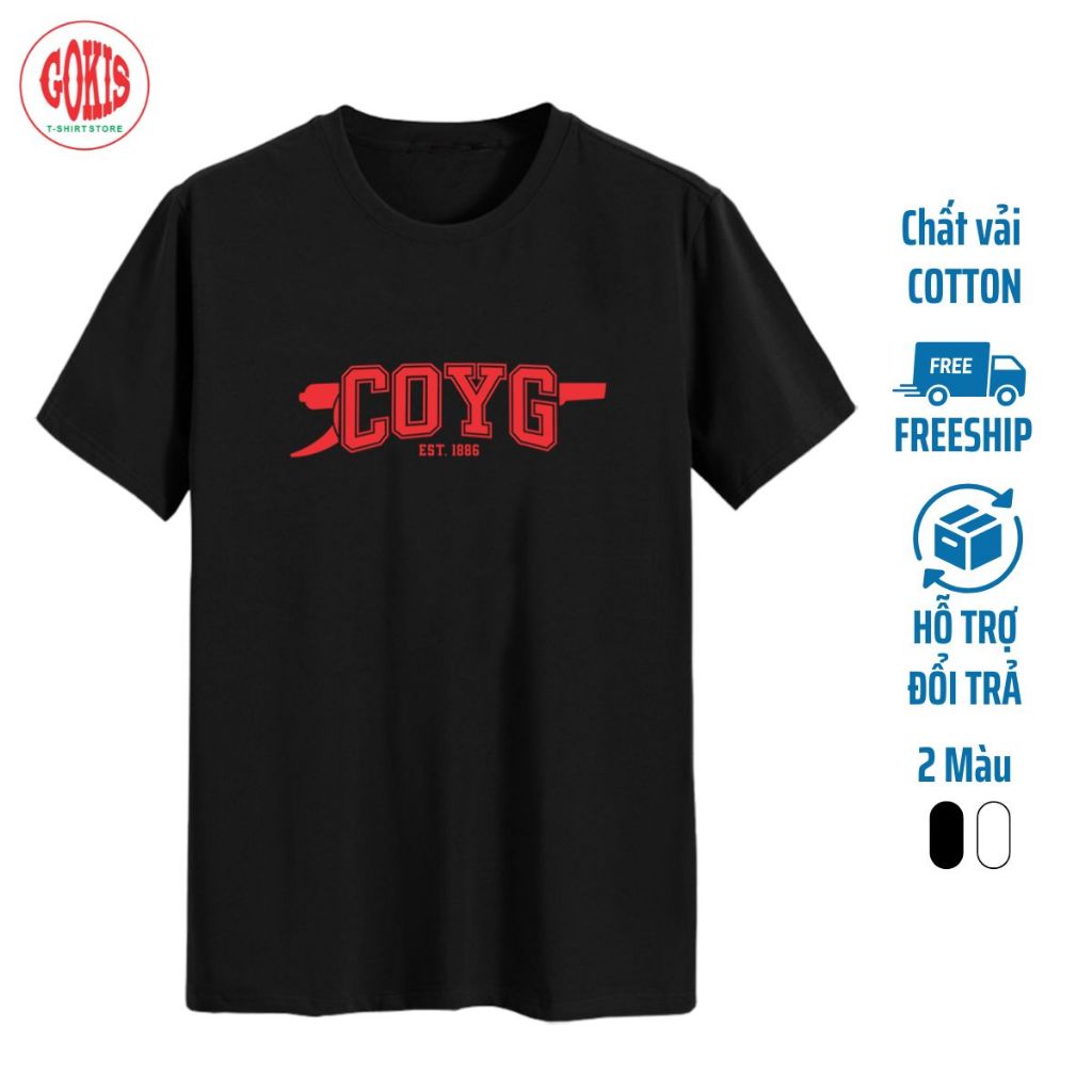 COYG est 1886 เสื้อยืด Ars ผ้าคอตตอนไม่ระบาย - Gokis Shop เสื้อยืดคอกลมแขนสั้นสําหรับผู้ชายและผู้หญิ