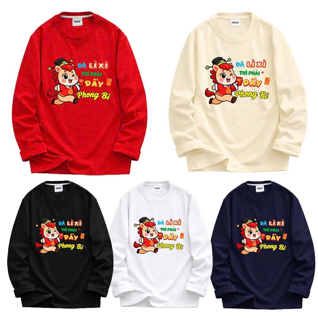 [ATDT-T2026] เงินนําโชคต้องเต็ม pbi LONG-SLEEVE TET เสื้อยืด 2026 ผ้าคอตตอน - ทั้งชายและหญิง ใส่ได้ 