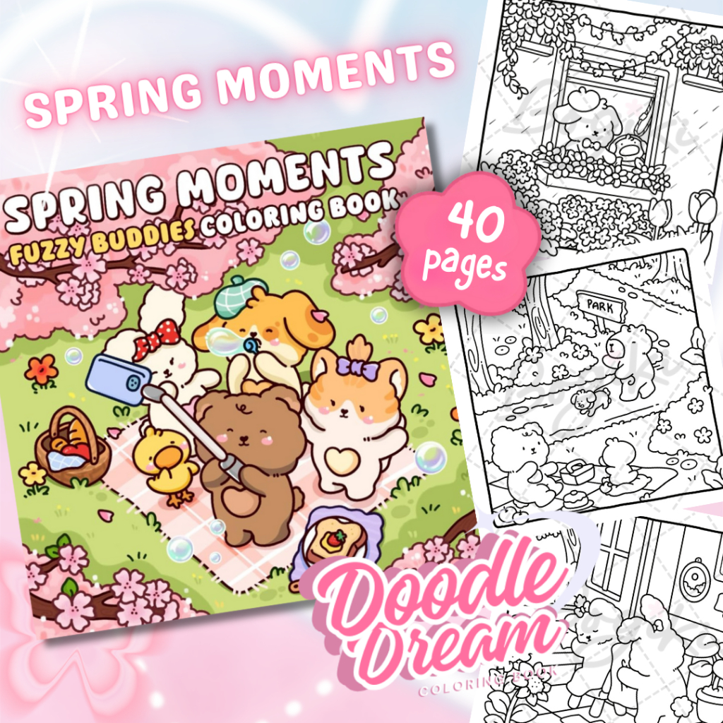 สมุดระบายสี SPRING MOMENTS – Bogiki | กระดาษ BEAUTIFUL THICK 200GSM ชามกันน้ําแบบไม่มี