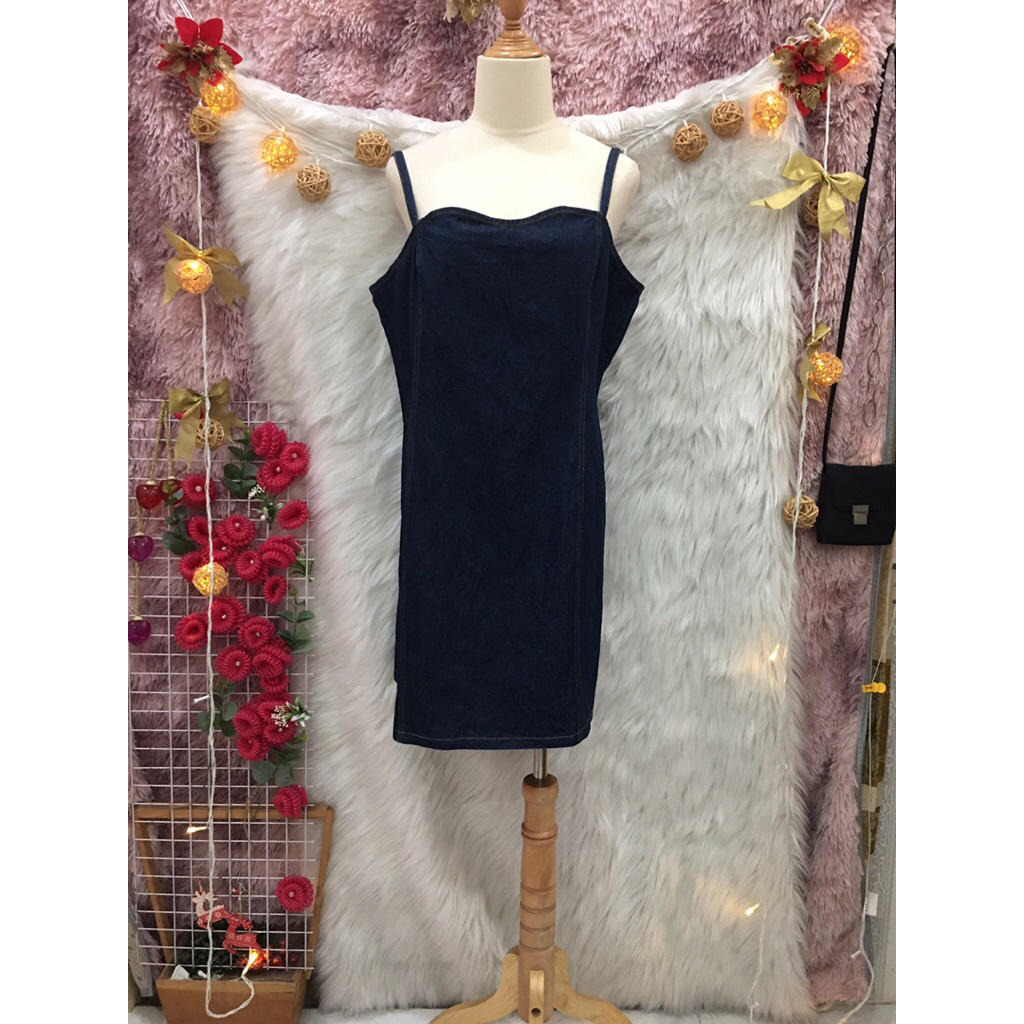 (D36)RI &CO 2-Sleeve Camisole Jean Dress - Size L