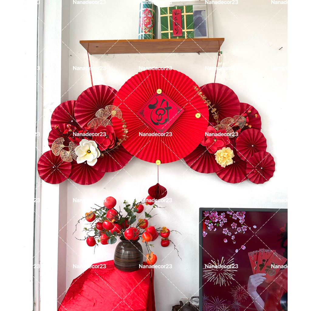พัดลมแต่ง Tet ขนาดใหญ่ 1m4*65cm (SHOP SENDS FULL ACCESSORIES AS ON THE PHOTO TO MOUNT)