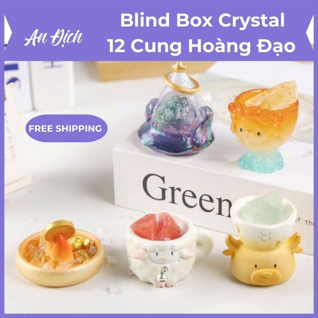 [ครบชุด 12 กล่อง] Blind Box Crystal Energy Stone - 12 Zodiac Signs รุ่น Display ของขวัญน่ารัก