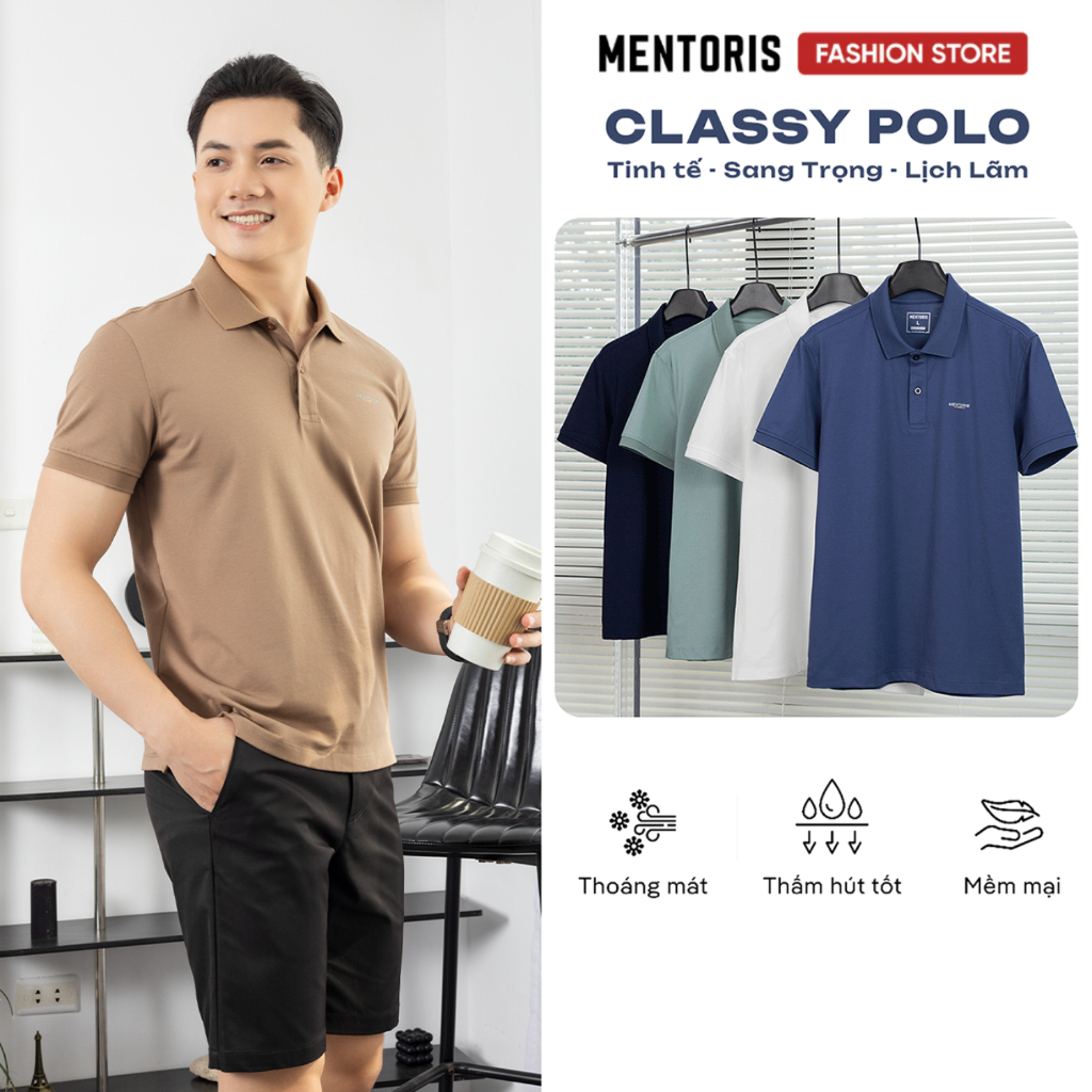 Mentoris เสื้อโปโลออฟฟิศผู้ชาย เสื้อโปโลเบสิค ผ้าคอตตอนยืดนุ่ม หลายสี MPL2511R