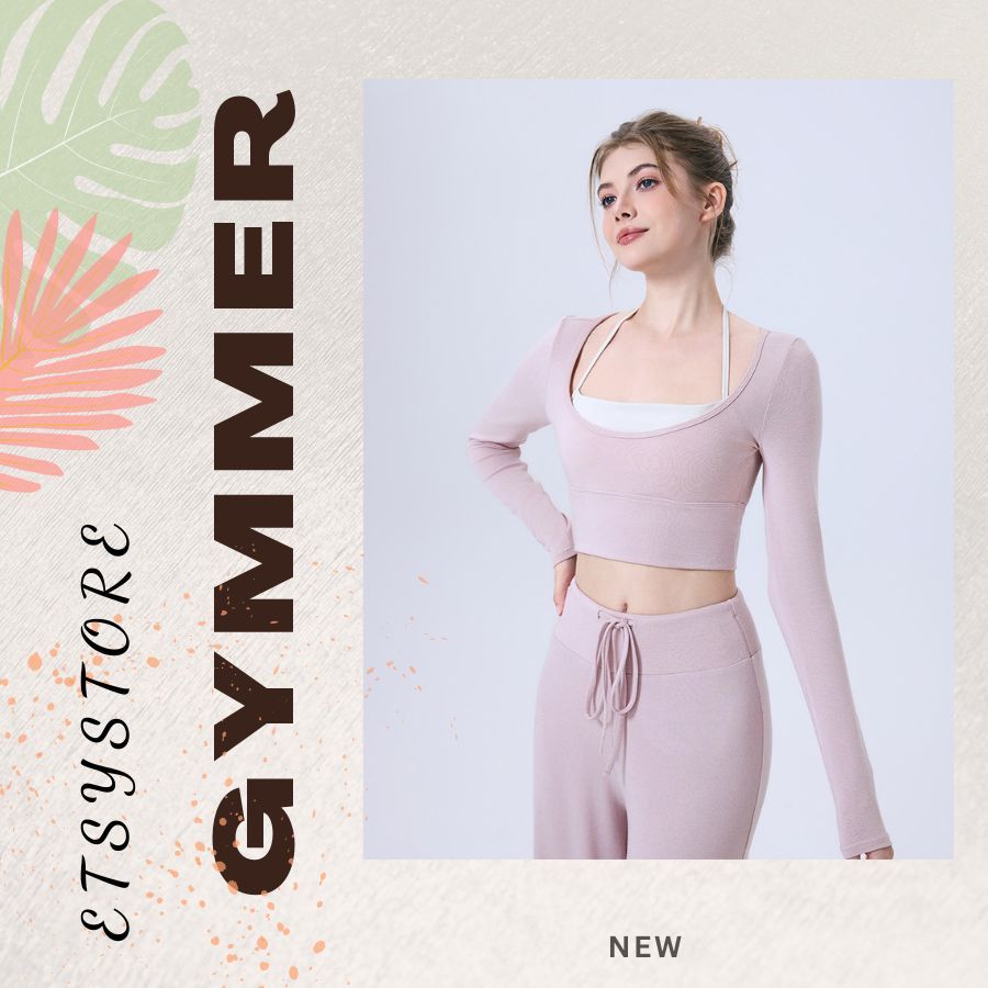 [Etsy Sport] เสื้อยิมโยคะแขนยาวคอปกสายเดี่ยวเทียมเซ็กซี่วัสดุคุณภาพสูงนุ่มเสื้อกีฬาบุนวมกอดหุ่น