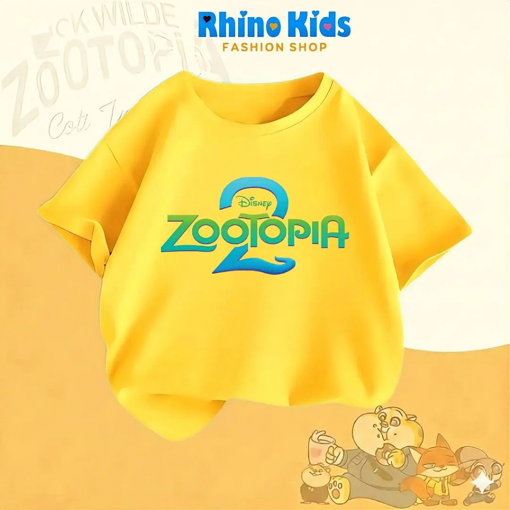 AZ130 - เสื้อยืด RHINO KDS สําหรับเด็กชายและเด็กหญิง ผ้าคอตตอนเนื้อนุ่ม พิมพ์ลาย HOT TREND zootopia 
