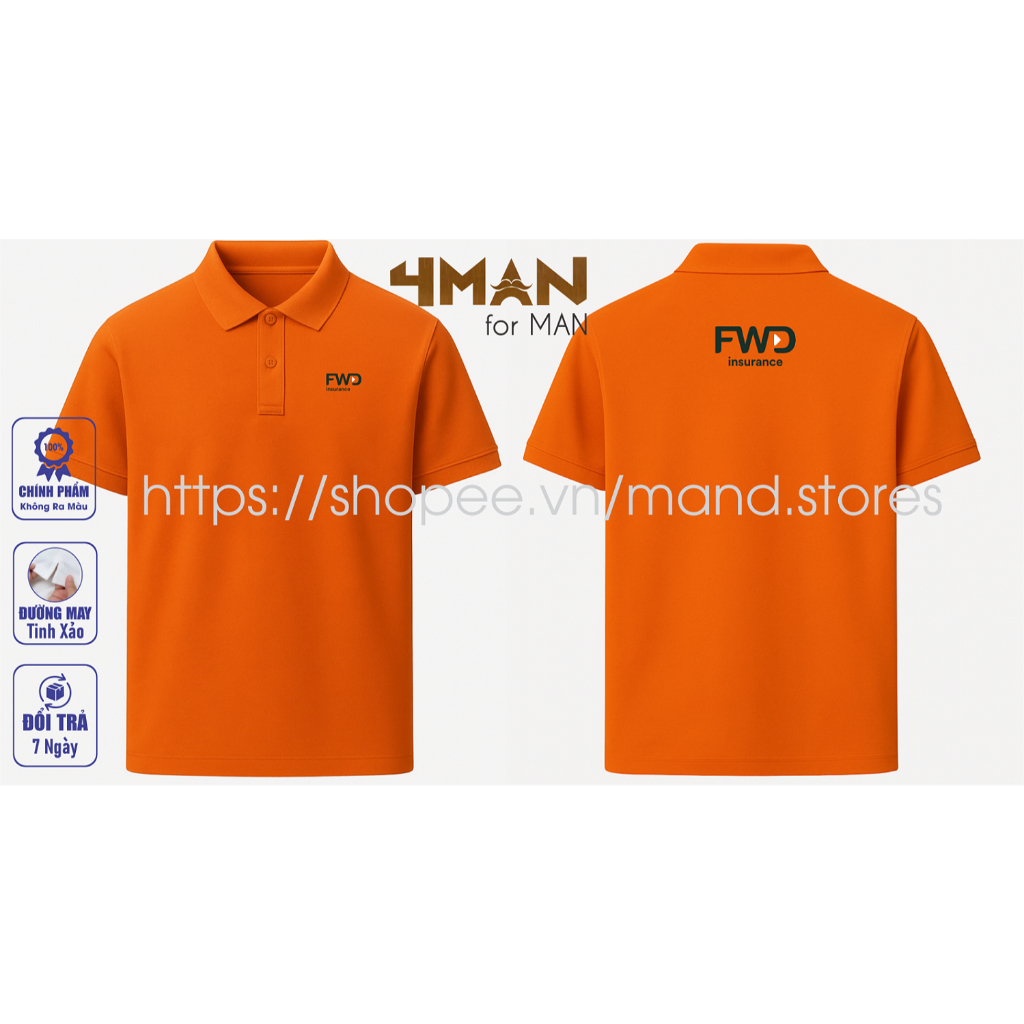 ประกัน FWD เสื้อยืดโปโล - ผ้าจระเข้ CVC พรีเมี่ยม หนา เนียน เย็นสบาย - ต่อต้านริ้วรอย - 4Man Store