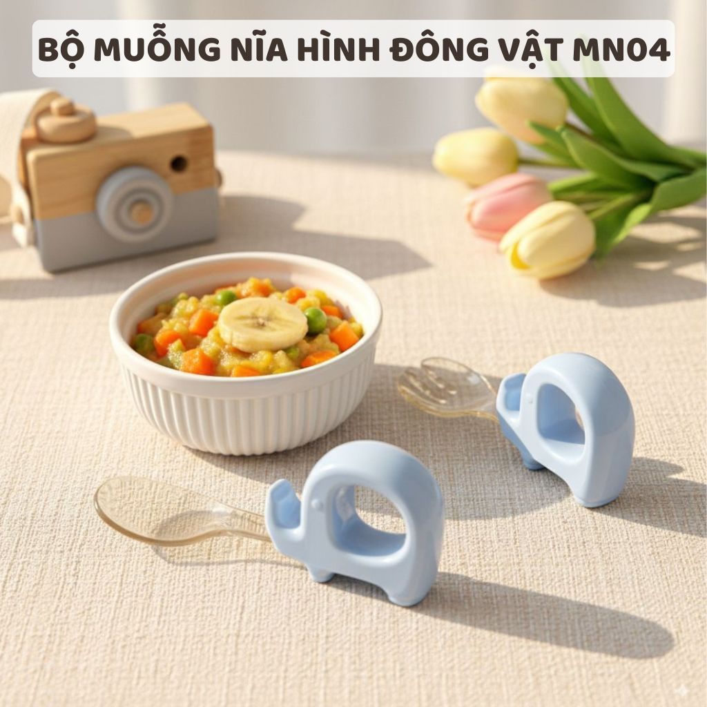 ชุดช้อนและส้อมป้อนอาหารเด็ก Hinata พร้อมกล่องเก็บของฟรี - MN04 HINATA