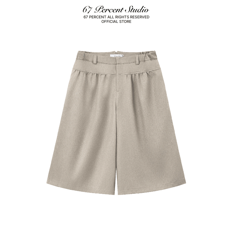 กางเกงขาสั้นขาสั้นผสมมีสไตล์ของแท้ 67PERCENT/ 67% - 3/4 COTTON SHORTS