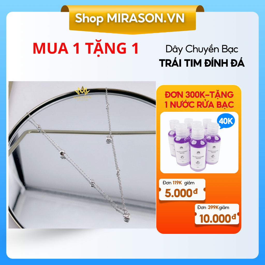 S925 สร้อยคอเงิน สร้อยคอหัวใจมีหิน - MIRASON MDC9263
